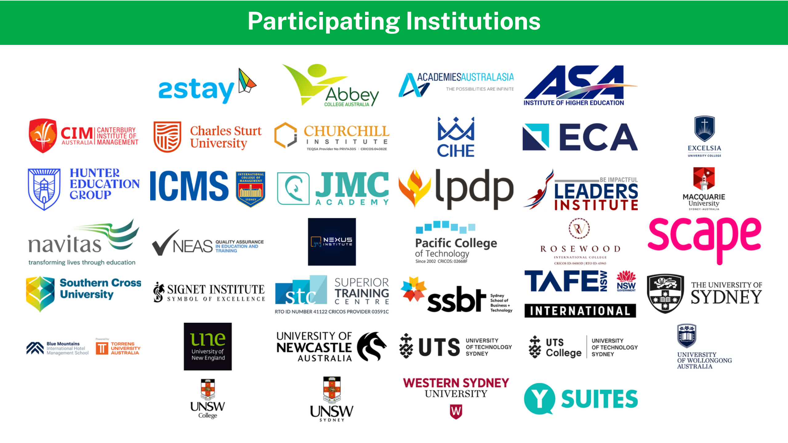 Participating institutions at the Study NSW Education Exhibition 2026