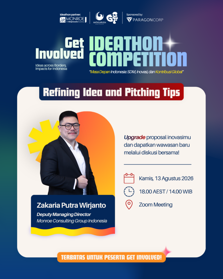 Zakaria Putra Wirjanto dalam seminar mentoring Refining Idea and Pitching Tips MGANZ dan Monroe Consulting Group Indonesia
